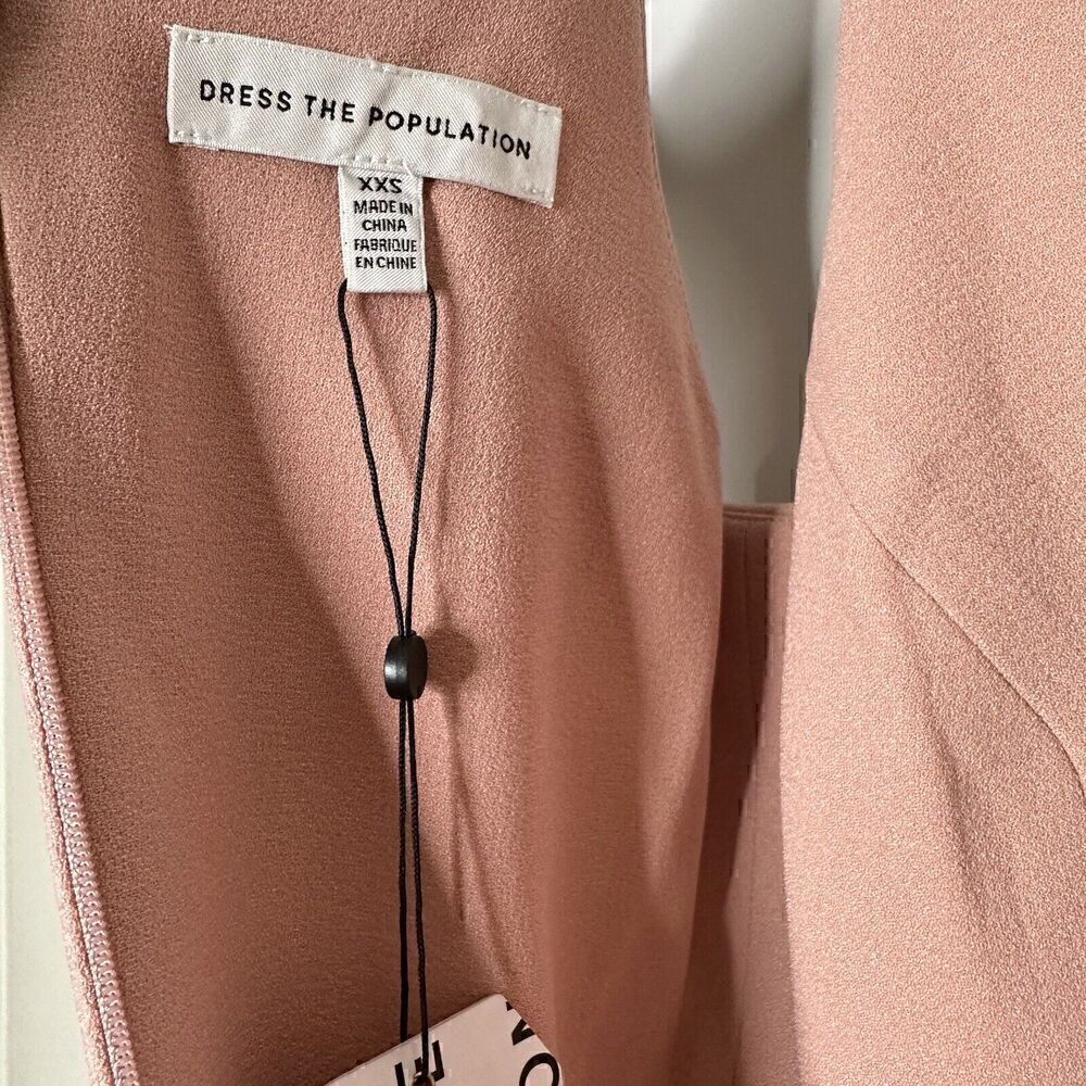 NWT Dress The Population Lyla Crepe Cocktail Midi Dress Women Blush Pink SZ XXS - Picture 7 of 7